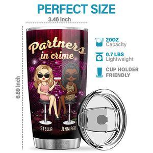 Partners In Crime - If We Get Caught, I'm Deaf & You Don't Speak English - Bestie Personalized Custom Tumbler - Gift For Best Friends, BFF, Sisters