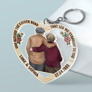 From Our First Kiss - Couple Personalized Custom Heart Shaped Acrylic Keychain - Gift For Husband Wife, Anniversary