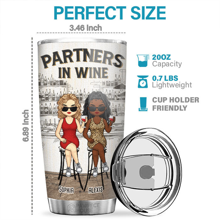 We’re Made Of Sarcasm, Wine & Everything Fine - Bestie Personalized Custom Tumbler - Gift For Best Friends, BFF, Sisters