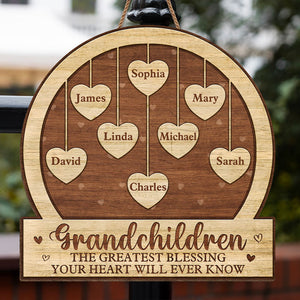 Grandkids Make Life More Grand - Family Personalized Custom Shaped Home Decor Wood Sign - House Warming Gift For Grandma