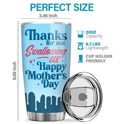 Dear Mom Thanks For Not Swallowing - Family Personalized Custom Tumbler - Mother's Day, Birthday Gift For Mom