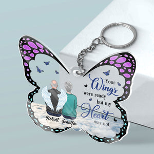You’re Always On My Mind - Memorial Personalized Custom Butterfly Shaped Acrylic Keychain - Sympathy Gift, Gift For Family Members