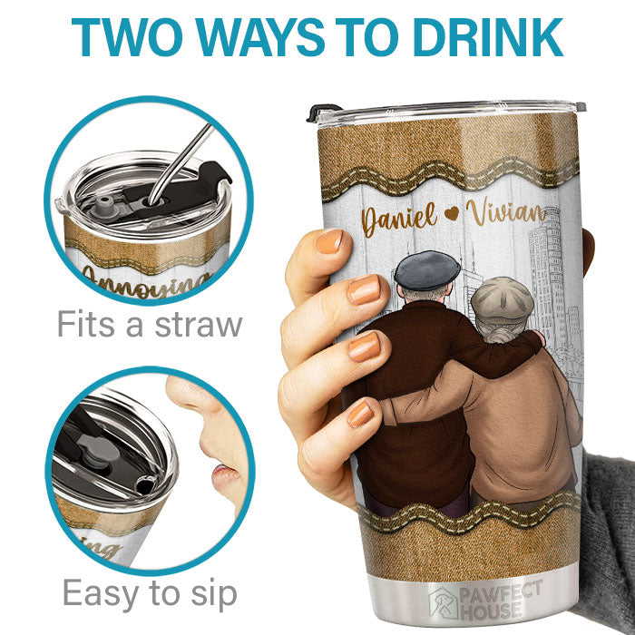 I Love You More The End I Win - Couple Personalized Custom Tumbler - Gift For Husband Wife, Anniversary