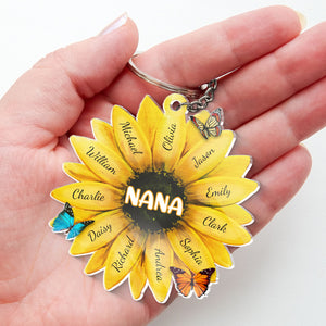 Best Grandma Ever - Family Personalized Custom Flower Shaped Acrylic Keychain - Mother's Day, Birthday Gift For Grandma