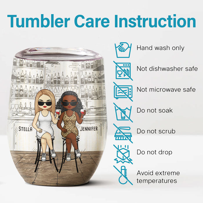 Here's To Another Year Of Bonding - Bestie Personalized Custom Wine Tumbler - Gift For Best Friends, BFF, Sisters