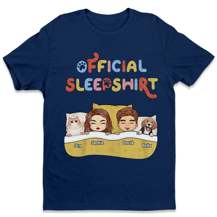 Couple & Pets Official Sleepshirt - Couple Personalized Custom Unisex T-shirt, Hoodie, Sweatshirt - Gift For Couples, Pet Owners, Pet Lovers