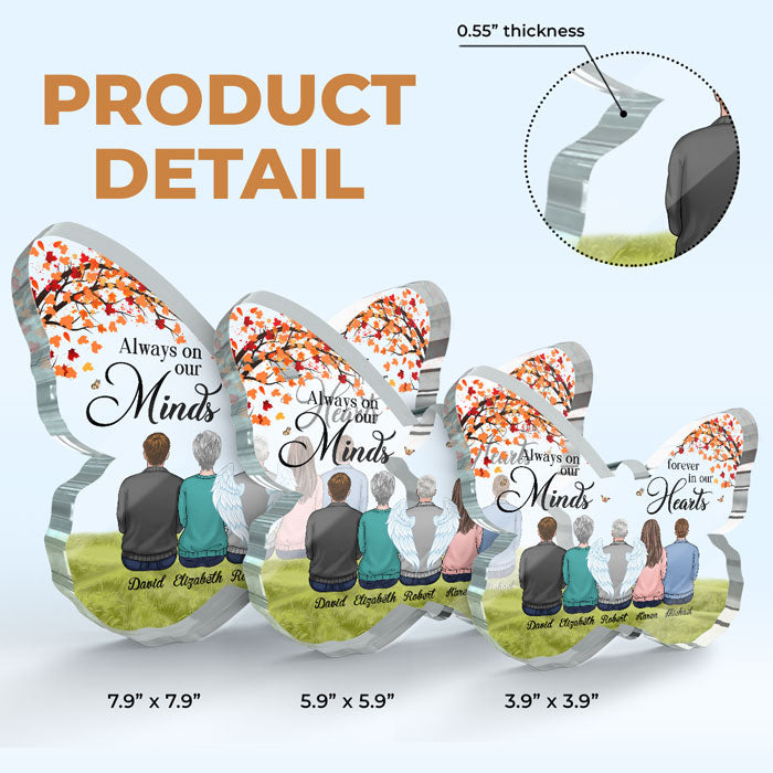 Our Hearts Were Not Ready - Memorial Personalized Custom Butterfly Shaped Acrylic Plaque - Sympathy Gift, Gift For Family Members