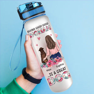 Just A Woman Who Loves Her Dogs - Dog Personalized Custom Water Tracker Bottle - Gift For Pet Owners, Pet Lovers