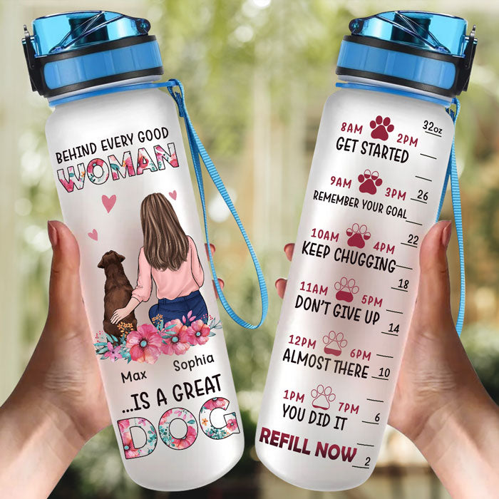 A Girl & Her Dogs - Memorial Personalized Custom Water Tracker Bottle -  Pawfect House ™