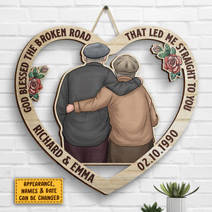Couple Hugging From Our First Kiss Till Our Last Breath - Gift For Couples, Husband Wife, Personalized Shaped Wood Sign.