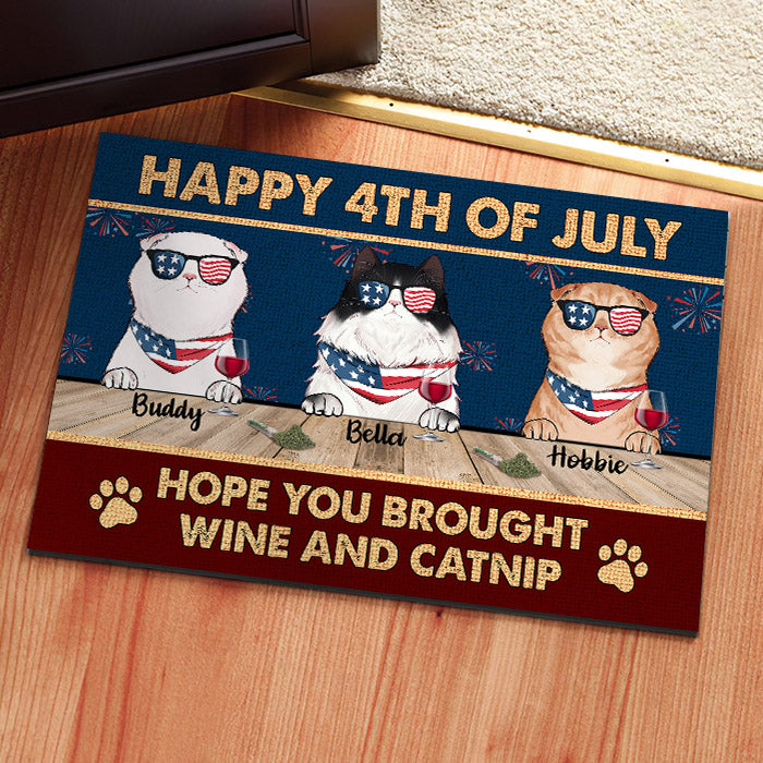 Happy Independence Day Hope You Brought Wine And Catnip - 4th Of July Funny Personalized Pet Decorative Mat (Cat & Dog).