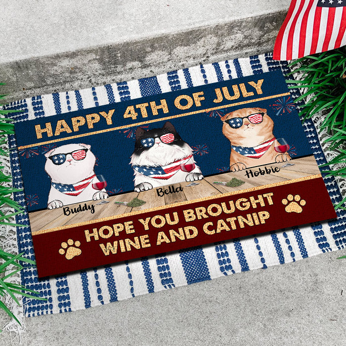 Happy Independence Day Hope You Brought Wine And Catnip - 4th Of July Funny Personalized Pet Decorative Mat (Cat & Dog).