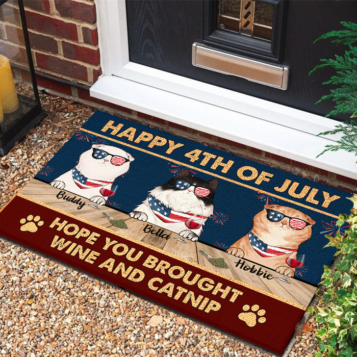 Happy Independence Day Hope You Brought Wine And Catnip - 4th Of July Funny Personalized Pet Decorative Mat (Cat & Dog).