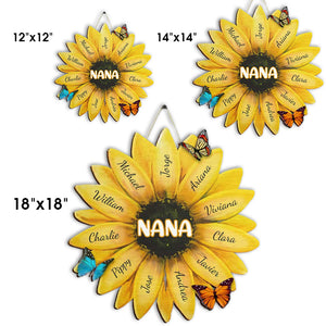 Nana Grandma Family Sunflower - Gift For Grandma Mom Personalized - Shaped Wood Sign