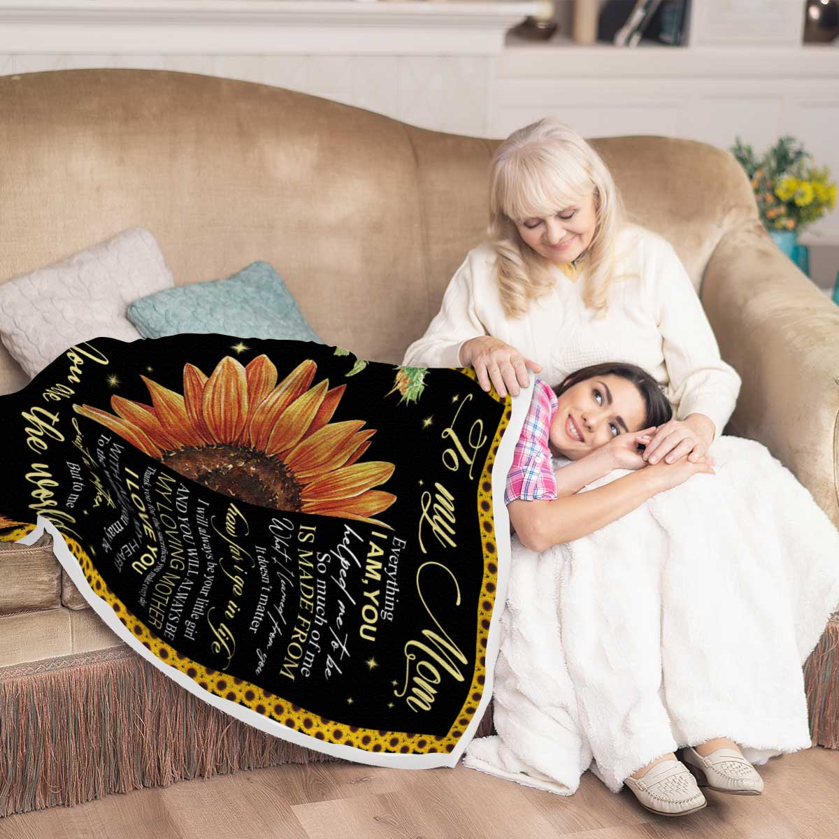 Mother Sunflower Mom You Are The World Mom Gift Quilt Blanket