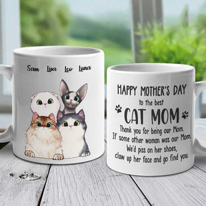 To The Best Cat Mom Thank You For Being Our Mom - Gift For Mother's Day - Personalized Mug.