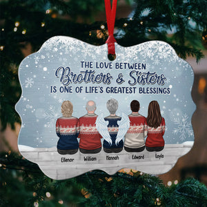 Brothers And Sisters Never Apart, Maybe In Distance But Never At Heart - Personalized Custom Benelux Shaped Wood, Aluminum Christmas Ornament - Gift For Siblings, Christmas New Arrival Gift