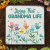 Vivre la vie de grand-mère - Pierre de jardin personnalisée - Cadeau pour grand-mère et grands-parents