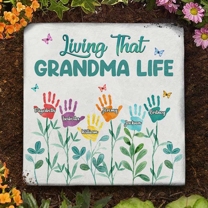 Living That Grandma Life - Personalized Garden Stone - Gift For Grandma, Grandparents