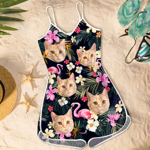 Custom Photo Summer Tropical Paradise - Dog & Cat Personalized Custom Sleeveless Romper - Gift For Pet Owners, Pet Lovers