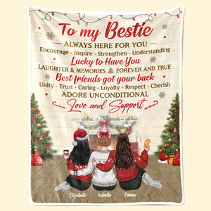 To My Bestie, Always Here For You - Bestie Personalized Custom Blanket - Christmas Gift For Best Friends, BFF, Sisters