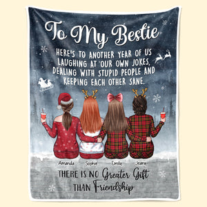 Here's Another Year Bonding Together - Bestie Personalized Custom Blanket - Christmas Gift For Best Friends, BFF, Sisters
