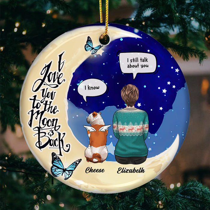 I Love You To The Moon And Back - Personalized Custom Round Shaped Ceramic Christmas Ornament - Memorial Gift, Sympathy Gift, Christmas Gift