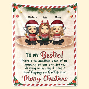 Here's Another Year Of Us Bonding Together - Bestie Personalized Custom Blanket - Christmas Gift For Best Friends, BFF, Sisters