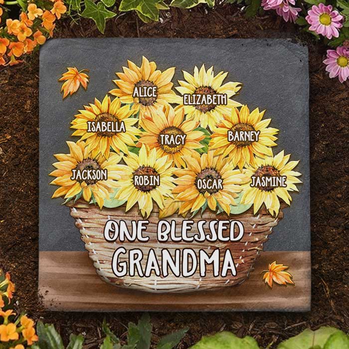 One Blessed Grandma - Personalized Garden Stone - Gift For Grandma, Grandparents