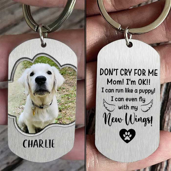 J Don't Cry for Me I'm OK!! - Upload Image - Personalized Keychain - Pack 1 - PawfectHouses.com