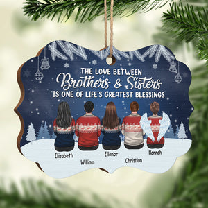 The Love Between Brother & Sister Is One Of Life's Greatest Blessings - Personalized Custom Benelux Shaped Acrylic, Wood, Aluminum Christmas Ornament - Gift For Siblings, Christmas Gift