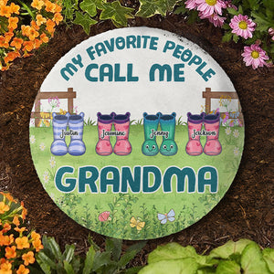 Mes personnes préférées m'appellent grand-mère - Pierre de jardin personnalisée - Cadeau pour grand-mère, grands-parents