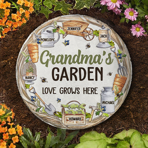L'amour du jardin de grand-mère pousse ici - Pierre de jardin personnalisée - Cadeau pour grand-mère et grands-parents