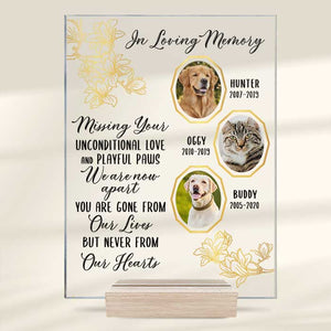 Missing You Unconditional Love And Playful Paws - Upload Image - Personalized Acrylic Plaque.