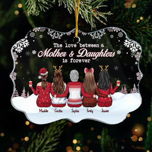 Mother & Daughters, Forever Linked Together - Personalized Custom Benelux Shaped Acrylic Christmas Ornament - Gift For Family, Christmas New Arrival Gift