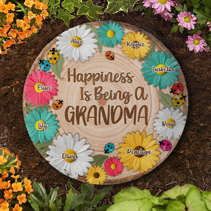 Happiness Is Being A Grandma - Personalized Garden Stone - Gift For Grandma, Grandparents