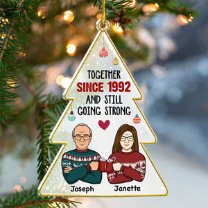 Two Hearts One Love Together - Couple Personalized Custom Ornament - Acrylic Christmas Tree Shaped - Christmas Gift For Husband Wife, Anniversary