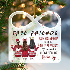 Our Friendship Is A True Blessing - Personalized Custom Gift Box Shaped Acrylic Christmas Ornament - Gift For Bestie, Best Friend, Sister, Birthday Gift For Bestie And Friend, Christmas Gift