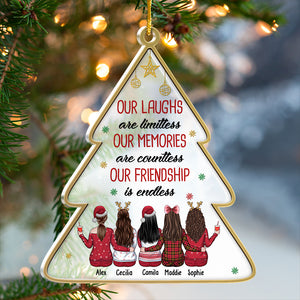 Our Laughs Are Limitless - Personalized Custom Christmas Tree Shaped Acrylic Christmas Ornament - Gift For Bestie, Best Friend, Sister, Birthday Gift For Bestie And Friend, Christmas Gift