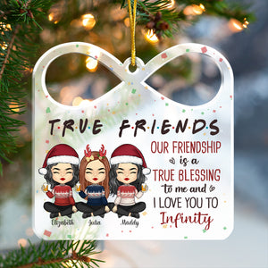 True Friend, I Love You To Infinity - Personalized Custom Gift Box Shaped Acrylic Christmas Ornament - Gift For Bestie, Best Friend, Sister, Birthday Gift For Bestie And Friend, Christmas Gift