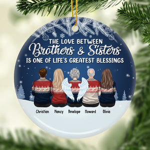 Brothers & Sisters At Heart Are Never Apart - Family Personalized Custom Ornament - Ceramic Round Shaped  - Christmas Gift For Siblings, Brothers, Sisters