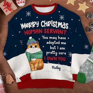 Je suis presque sûr que tu m'appartiens - Sweat-shirt de Noël unisexe personnalisé et moche, sweat-shirt en laine, sweat-shirt imprimé intégral - Cadeau pour les amoureux des chats, les amoureux des animaux, cadeau de Noël