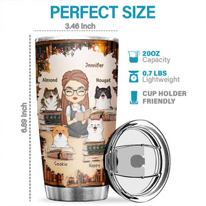 Just A Girl Who Loves Books & Cats - Personalized Tumbler - Gift For Cat Lovers, Cat Owners, Cat Gift, Gift For Pet Lovers