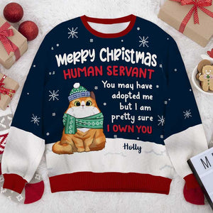 Je suis presque sûr que tu m'appartiens - Sweat-shirt de Noël unisexe personnalisé et moche, sweat-shirt en laine, sweat-shirt imprimé intégral - Cadeau pour les amoureux des chats, les amoureux des animaux, cadeau de Noël