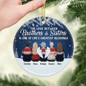 Brothers & Sisters At Heart Are Never Apart - Family Personalized Custom Ornament - Ceramic Round Shaped  - Christmas Gift For Siblings, Brothers, Sisters