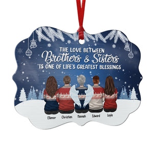 The Love Between Brother & Sister Is One Of Life's Greatest Blessings - Personalized Custom Benelux Shaped Acrylic, Wood, Aluminum Christmas Ornament - Gift For Siblings, Christmas Gift