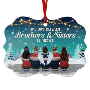 The Love Between Brothers & Sisters Is Forever - Personalized Custom Benelux Shaped Wood Christmas Ornament - Gift For Siblings, Christmas Gift