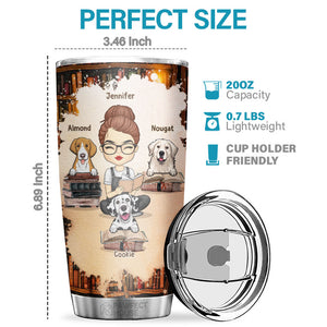 Easily Distracted By Books & Dogs - Personalized Tumbler - Gift For Dog Lovers, Dog Owners, Dog Gift, Gift For Pet Lovers