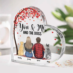 You, Me & These Furry Kids - Couple Personalized Custom Heart Shaped Acrylic Plaque - Gift For Couples, Pet Owners, Pet Lovers