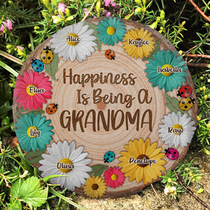 Le bonheur, c'est d'être grand-mère - Pierre de jardin personnalisée - Cadeau pour grand-mère et grands-parents